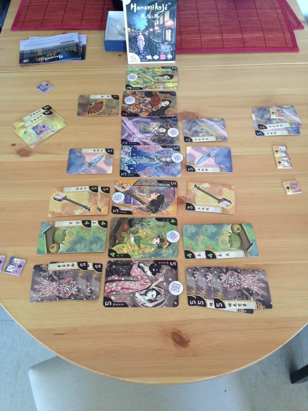A completed game of Hanamikoji. Grace wins again!